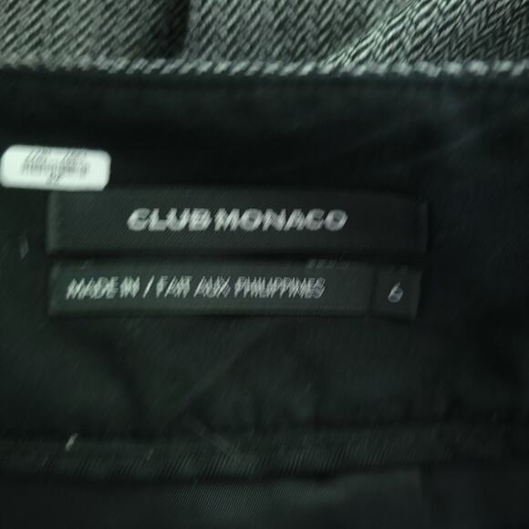 Club Monaco Herringbone Wool Pants Size 6 Career Work Pants Black White - Picture 5 of 8